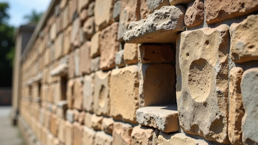 Detalle arquitectónico de muralla colonial restaurada